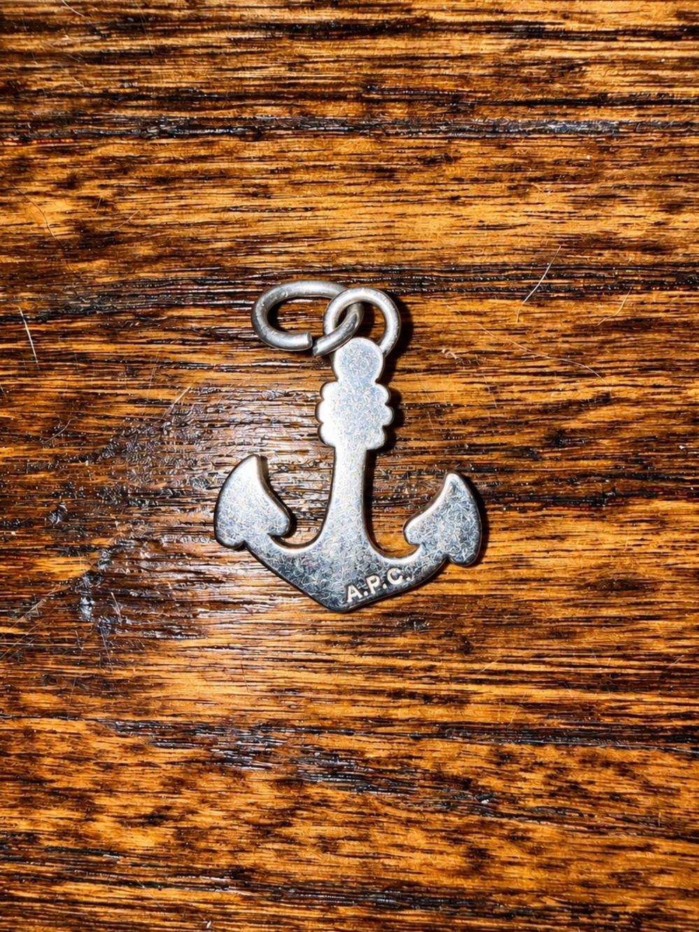 A.P.C. Silver Stylized Anchor Pendant Nautical Designer APC Paris France
